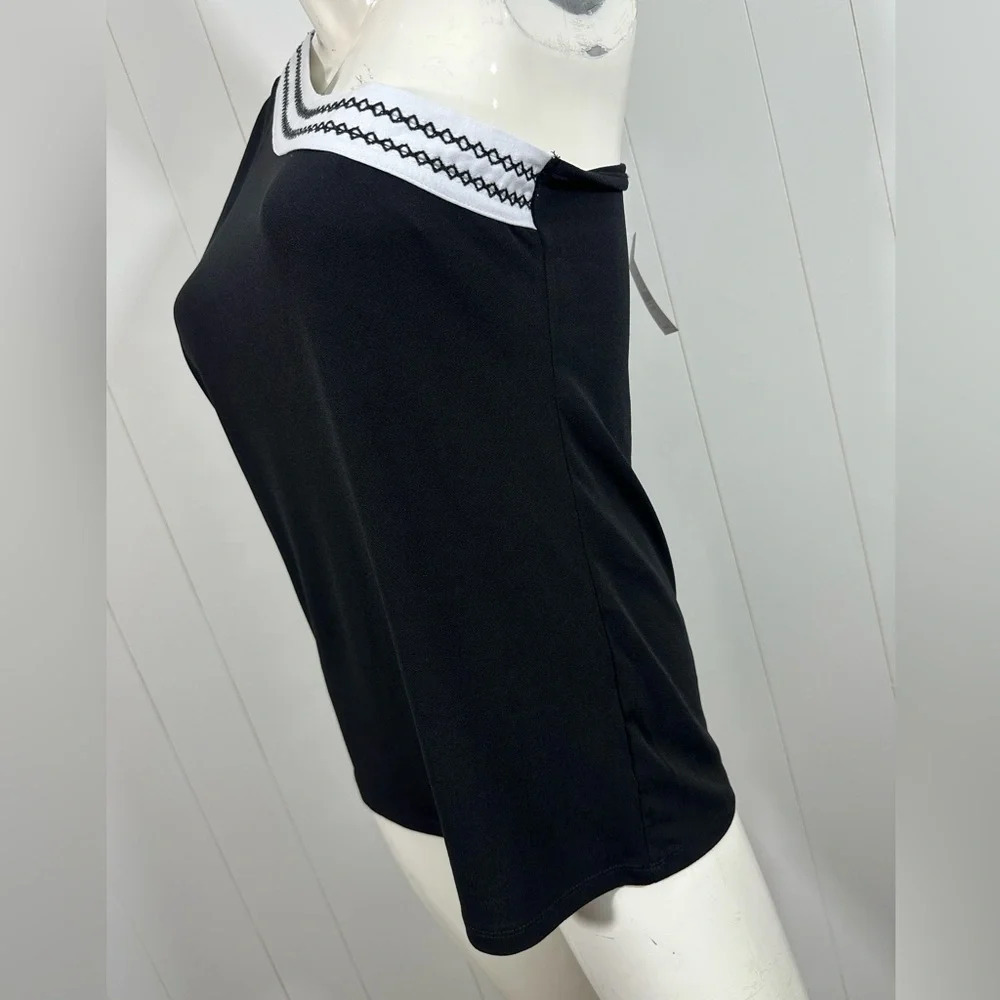 NWT NY & CO Women’s Sz M one shoulder black white blouse 3/4 Sleeve stretch - Picture 6 of 10